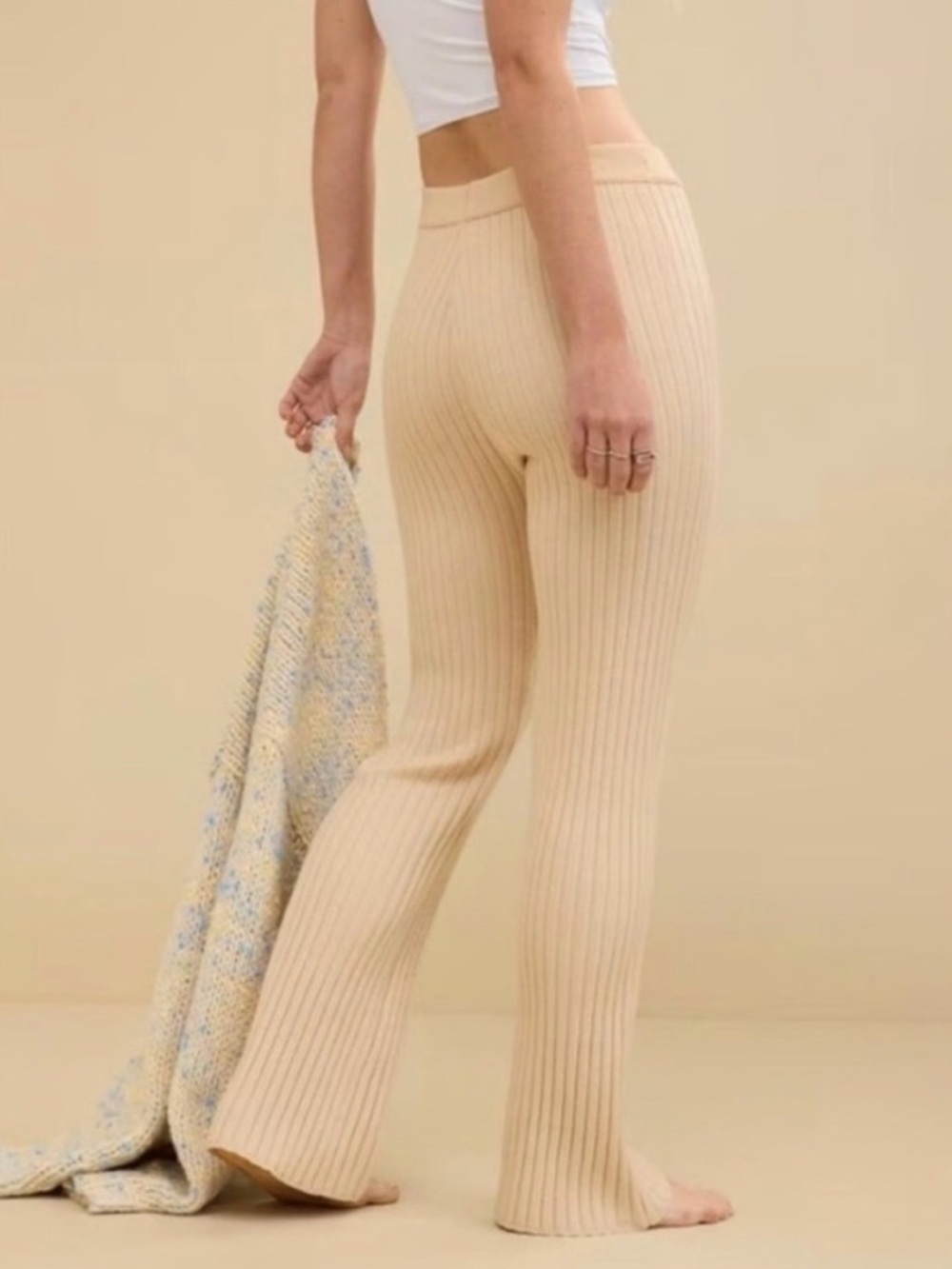 AERIE Ribbed Knit Flare Pants